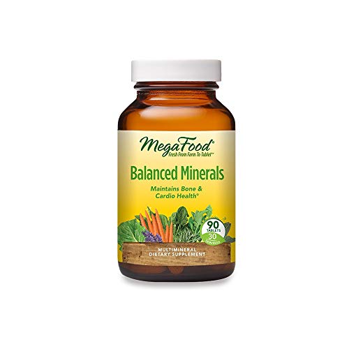 MegaFood Balanced Minerals - Helps Maintain Bone and Cardiovascular Health - Multimineral Supplement with Essential Minerals, Herbs, and Nutrients - Gluten-Free and Vegetarian - 90 Tabs (30 Servings)