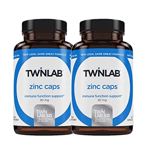 Twinlab Zinc Caps - Immune Support Supplement with Zinc Picolinate & Zinc Gluconate - Pure Zinc Supplement for Immune Defense, Healthy Skin - Zinc 30mg, 100 Capsules (Pack of 2)