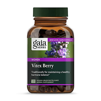 Gaia Herbs Vitex Berry (Chaste Tree) - Supports Hormone Balance & Fertility for Women - Helps Maintain Healthy Progesterone Levels to Support Menstrual Cycle Health - 180 Vegan Caps (90-Day Supply)