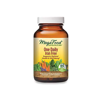 MegaFood One Daily Iron Free - Multivitamin for Men and Women with Vitamin C, Vitamin E, and B Vitamins - Gluten Free, Non-GMO, and Made Without Dairy - Vegetarian - 60 Tabs