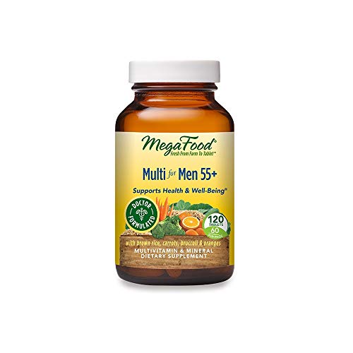 MegaFood, MegaFood's Multi for Men 55+, Supports Optimal Health and Wellbeing, Multivitamin and Mineral Supplement, Gluten Free, Vegetarian, 120 Tablets