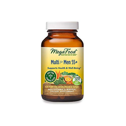 MegaFood, MegaFood's Multi for Men 55+, Supports Optimal Health and Wellbeing, Multivitamin and Mineral Supplement, Gluten Free, Vegetarian, 120 Tablets