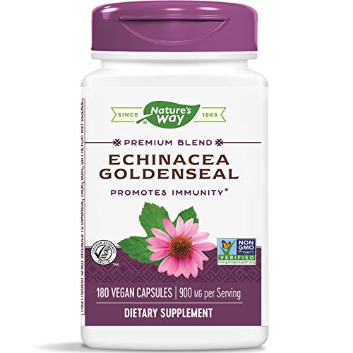 Nature's Way Echinacea-Goldenseal, 900 mg per serving, 7 Herb Blend, Non-GMO Project Verified, 180 Vegetarian Capsules, Pack of 2