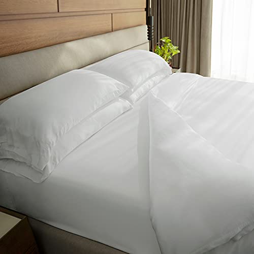 Cariloha Classic Bamboo 4-Piece Bed Sheet Set - Cooling and Comfortable for Rest and Relaxation - Flat and Fitted Sheet and Two Pillowcases - King - White