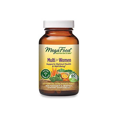 MegaFood, Multi for Women, Supports Optimal Health and Wellbeing, Multivitamin and Mineral Dietary Supplement, Gluten Free, Vegetarian, 60 Tablets
