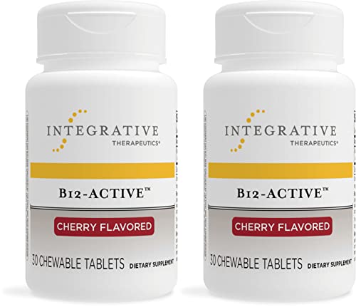 Integrative Therapeutics B-12 Active, Vitamin B12, Supports Nerve Function*, Cherry Flavored, 30 Chewable Tablets - 2 Pack