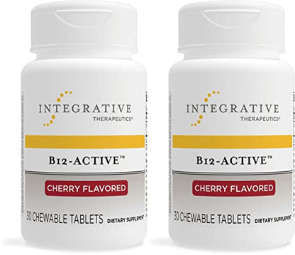 Integrative Therapeutics B-12 Active, Vitamin B12, Supports Nerve Function*, Cherry Flavored, 30 Chewable Tablets - 2 Pack