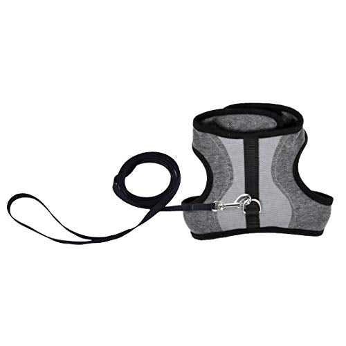 Coastal - Adjustable Cat Wrap Harness with Leash, GRY, 9"-14"