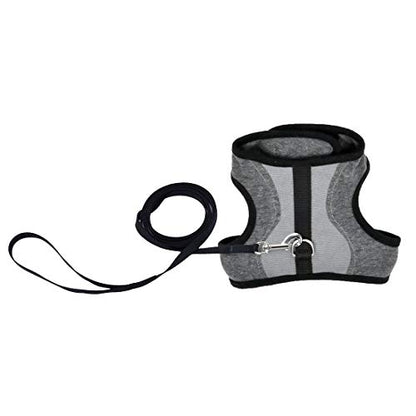 Coastal - Adjustable Cat Wrap Harness with Leash, GRY, 9"-14"