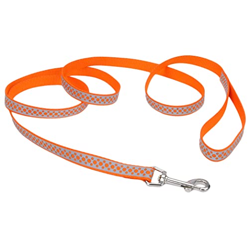 Coastal - Lazer Brite - Reflective Open-Design Dog Leash, Orange Abstract Rings, 1" x 06'