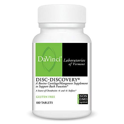 DaVinci Labs Disc Discovery - Dietary Supplement to Support Spinal Health - With Vitamin C, Vitamin D3, Bovine Tracheal Cartilage, Apple Pectin, Horsetail Powder, and More - Gluten-Free - 180 Capsules