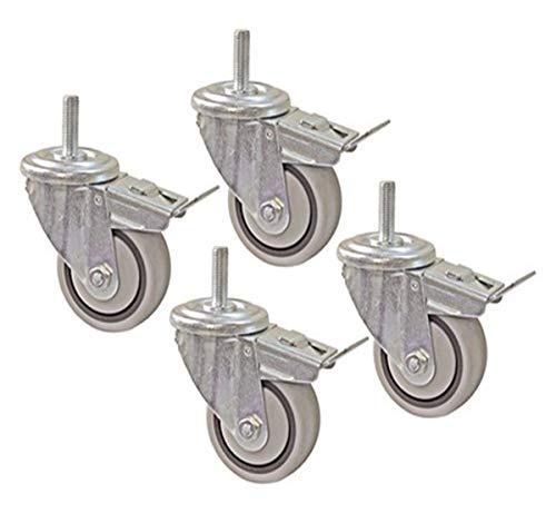 Kreg PRS3090 3 Inch Dual Locking Caster-Set, 4 Piece, Silver|Metallics