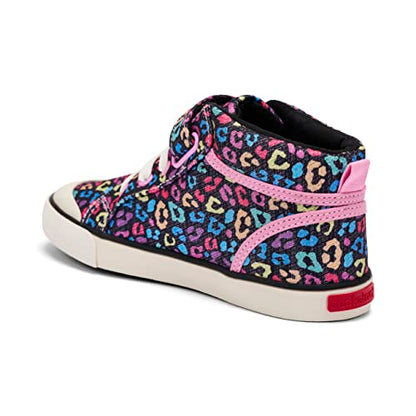 See Kai Run - Peyton Sneaker for Toddlers, Black Leopard, 8