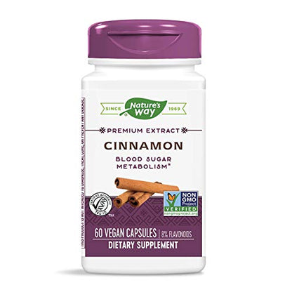 Nature's Way Premium Extract Standardized Cinnamon 8% Flavonoids, 60 Vcaps (2 Pack)