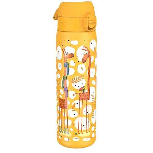 Ion8 Kid's Stainless Steel Water Bottle - Food-Safe and Odor Resistant - Fits Car Cup Holders, Backpack Pockets and More, 20 oz / 600 ml (Pack of 1) - Giraffe