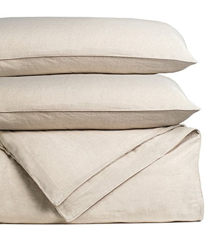 Cariloha Bamboo Linen Duvet Cover Set Includes Duvet Cover and 2 Pillow Shams - 3 Degrees Cooler Than Cotton - Soft and Smooth Bamboo-Linen Weave (Queen, Oatmeal)