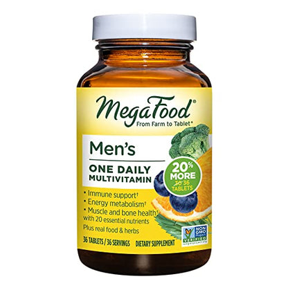 MegaFood Men's One Daily - Men's Multivitamins - with B Complex Vitamins and Zinc - Gluten-Free and Made Without Dairy or Soy - 36 Tabs