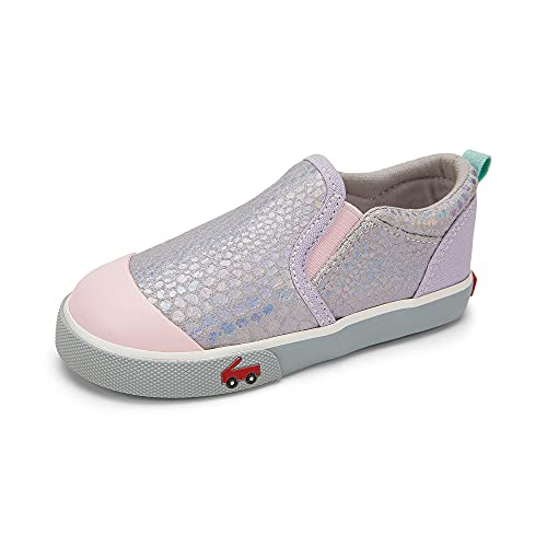 See Kai Run, Italya Slip-On Sneakers for Kids, Silver Leather, 9