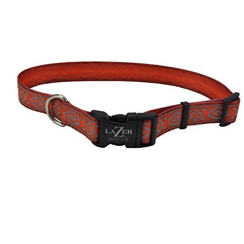 Coastal - Lazer Brite - LazerBrite Patterned Collar, Orange Aztec, 1" x 18"-26"