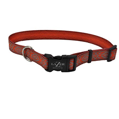 Coastal - Lazer Brite - LazerBrite Patterned Collar, Orange Aztec, 1" x 18"-26"