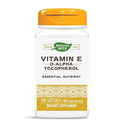 Nature's Way Vitamin E 400 IU, D-Alpha Tocopherol, Powerful Antioxidant, Helps Protect Against Free Radicals, 100 Softgels