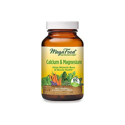MegaFood Calcium & Magnesium - Essential Mineral Supplement for Bone and Cardiovascular Health Support - for Men and Women - Gluten-Free, Non-GMO, Made Without Dairy - Vegan - 60 Tabs (30 Servings)