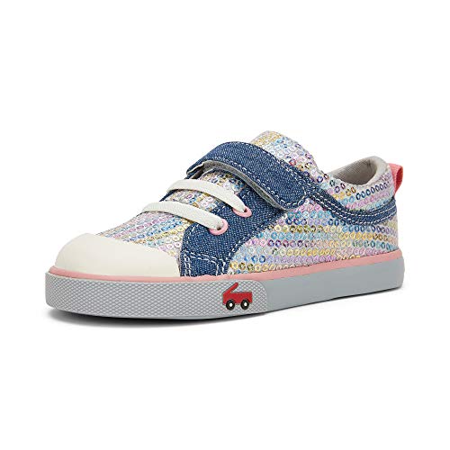 See Kai Run, Kristin Sneakers for Kids, Chambray/Sequins, 4 M Toddler
