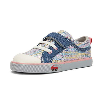 See Kai Run, Kristin Sneakers for Kids, Chambray/Sequins, 4 M Toddler