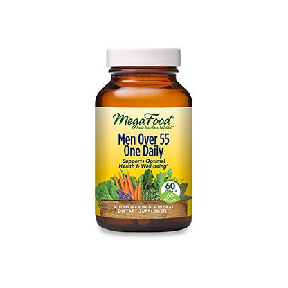 MegaFood, Men Over 55 One Daily, Supports Optimal Health and Wellbeing, Multivitamin and Mineral Dietary Supplement, Vegetarian, 60 Tablets