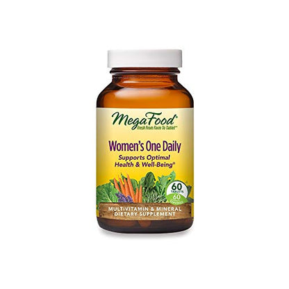 MegaFood Women's One Daily - Women's Multivitamin - With B Complex Vitamins, Iron, and Vitamin D - Gluten-Free and Made without Dairy or Soy - 60 Tabs