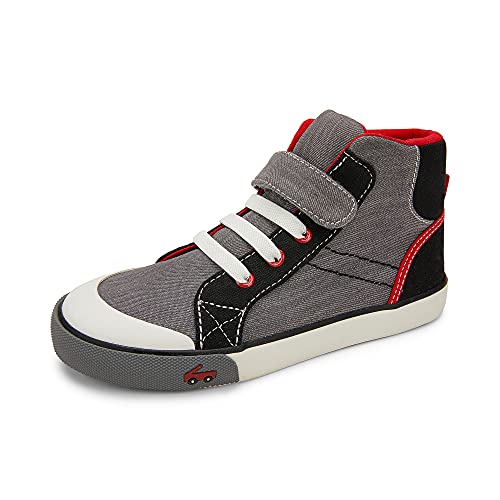 See Kai Run, Dane High Top Sneakers for Kids, Gray Denim/Black, 4