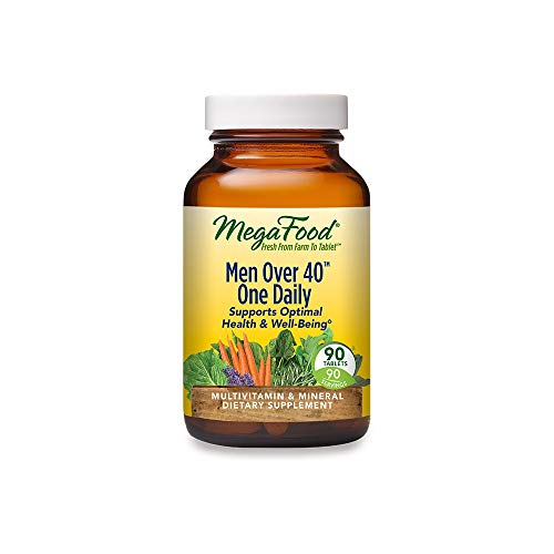 MegaFood Men's 40+ One Daily - Multivitamin & Mineral Supplement - with Selenium & Zinc to Support Men's Health - Non-GMO, Gluten-Free, Vegetarian & Made Without Dairy and Soy - 90 Tabs