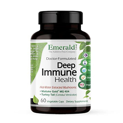 Emerald Labs Deep Immune Health - Daily Supplement with Mushroom Extracts for Daily Immune & Respiratory Support - 60 Vegetable Capsules