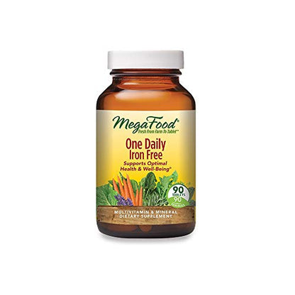 MegaFood One Daily Iron Free - Multivitamin for Men and Women with Vitamin C, Vitamin E, and B Vitamins - Gluten Free, Non-GMO, and Made Without Dairy - Vegetarian - 90 Tabs