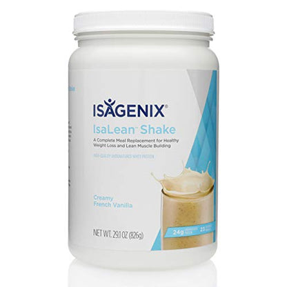 Isagenix IsaLean Shake - Complete Superfood Meal Replacement Drink Mix for Maintaining Healthy Weight and Lean Muscle Growth - 826 Grams - 14 Meal Canister (Creamy French Vanilla Flavor)