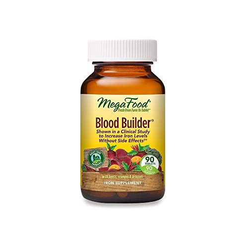 MegaFood Blood Builder - Iron Supplement for Energy Support with Vitamin B12 and Folic Acid - No Nausea or Constipation - 60 Tablets