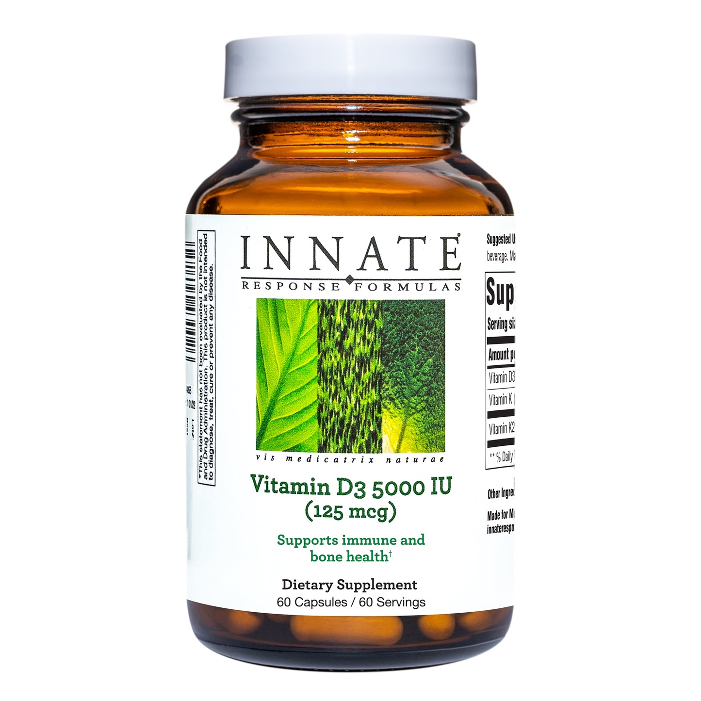 INNATE Response Formulas, Vitamin D3 5000 IU (125 mcg) Multivitamin Supplement, Vegetarian, 60 Capsules (60 Servings)