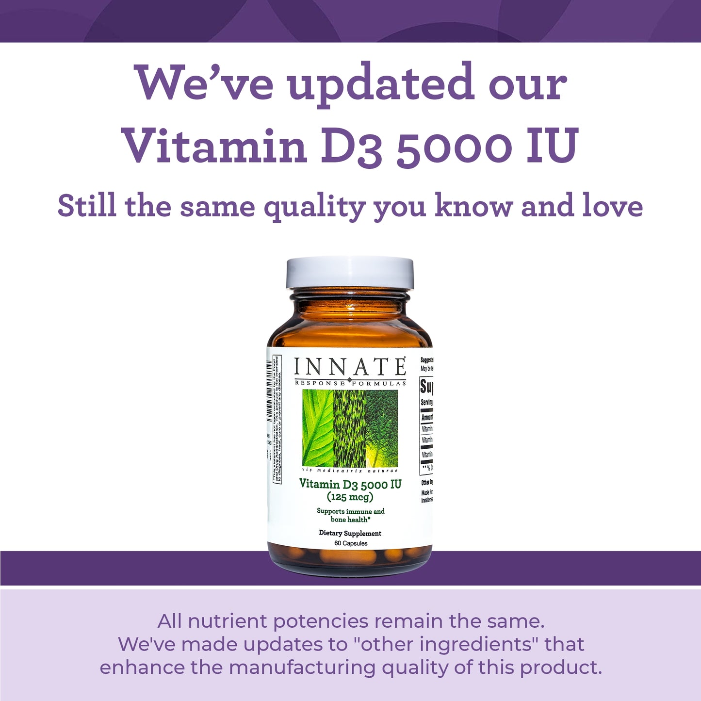 INNATE Response Formulas, Vitamin D3 5000 IU (125 mcg) Multivitamin Supplement, Vegetarian, 60 Capsules (60 Servings)