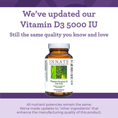 INNATE Response Formulas, Vitamin D3 5000 IU (125 mcg) Multivitamin Supplement, Vegetarian, 60 Capsules (60 Servings)