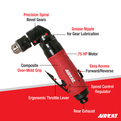 AirCAT 4337 3/8" Reversible Angle Drill 1,600 RPM