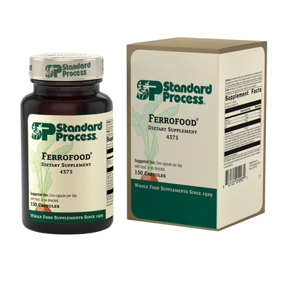 Standard Process Ferrofood - Whole Food Antioxidant, Healthy Blood and Hemoglobin with Cyanocobalamin, Acerola, Shiitake, Rice Bran, Organic Carrot, Alfalfa, Spanish Moss - 150 Capsules