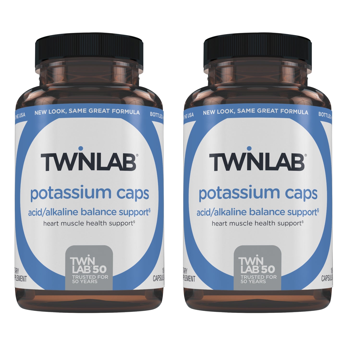 Twinlab Potassium Caps - Chelated Potassium Supplement for Heart Health, Leg Cramps Relief and Muscle Recovery - Potassium Citrate and Aspartate for PH Balance, 99 mg, 180 Caps (Pack of 2)