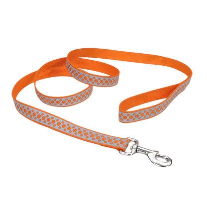 Coastal - Lazer Brite - Reflective Open-Design Dog Leash, Orange Abstract Rings, 1" x 06'