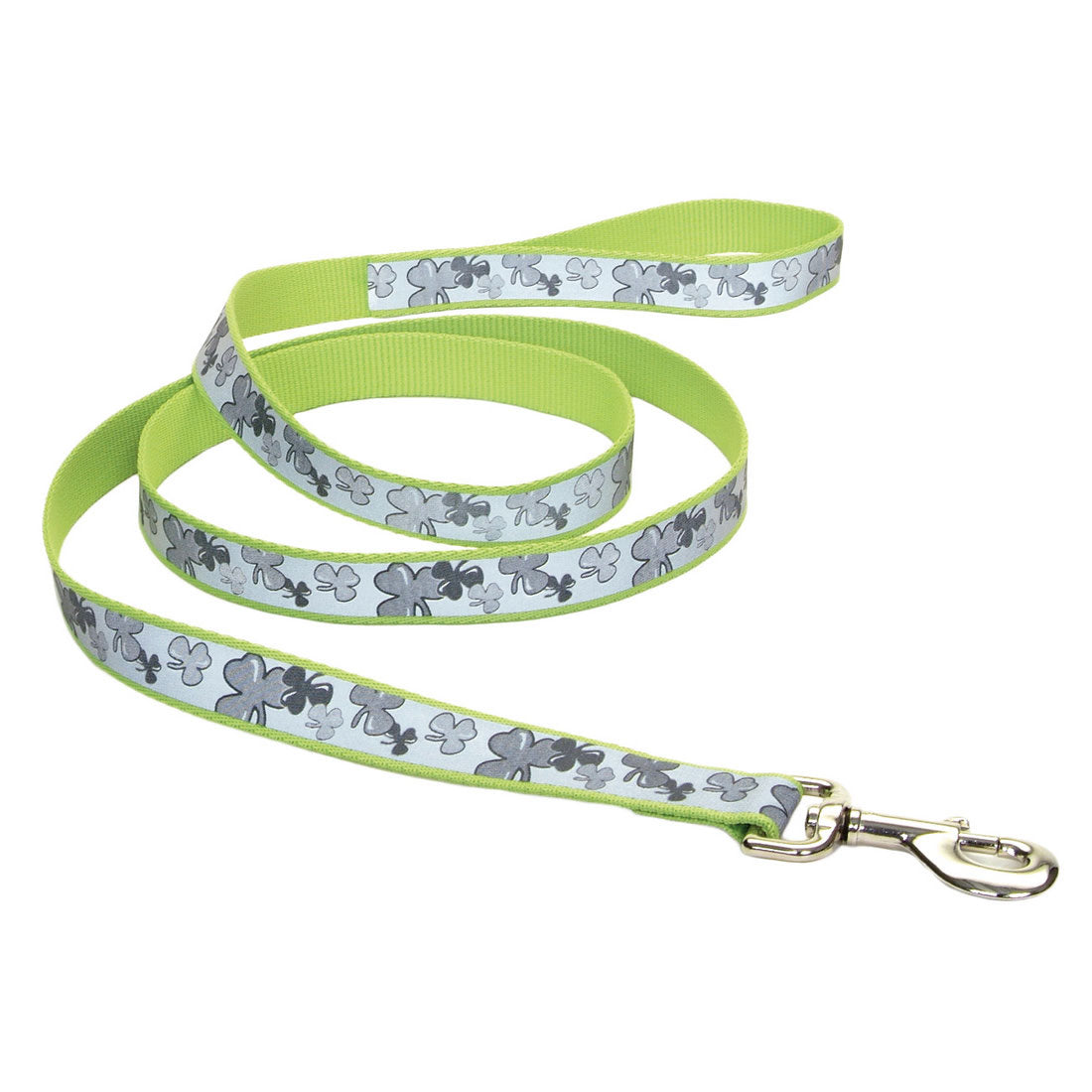 Coastal - Lazer Brite - Reflective Dog Leash, Shamrocks, 1" x 06'