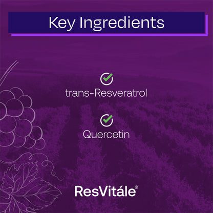 ResVitale Resveratrol 250mg - Anti Aging Antioxidants Supplement for Heart Health & Immune Support - Natural Trans Resveratrol Supplement with Grape Extract & Quercetin, 120 Veggie Caps