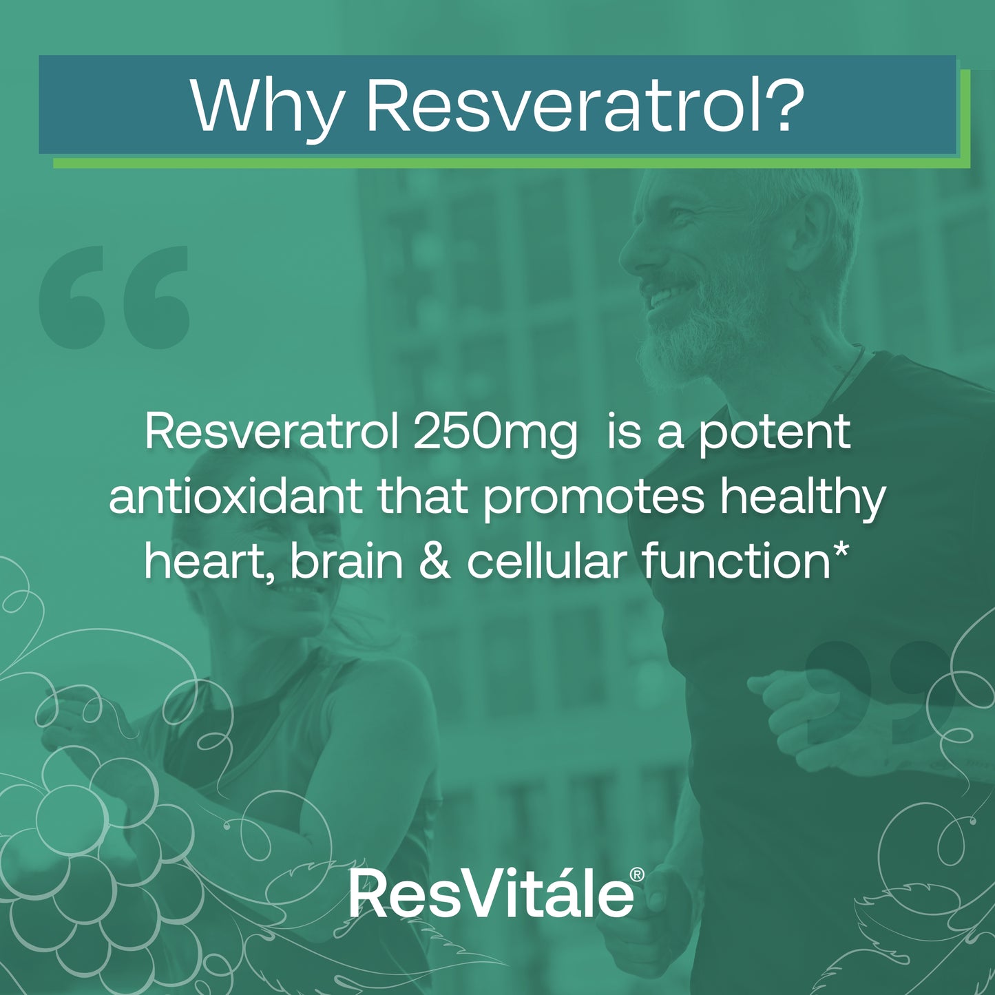 ResVitale Resveratrol 250mg - Anti Aging Antioxidants Supplement for Heart Health & Immune Support - Natural Trans Resveratrol Supplement with Grape Extract & Quercetin, 120 Veggie Caps