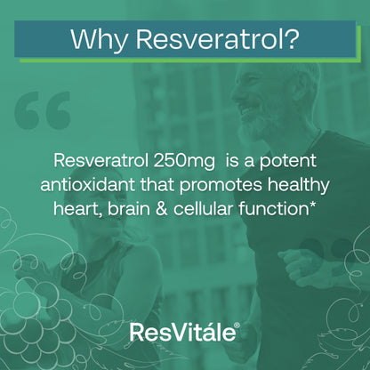 ResVitale Resveratrol 250mg - Anti Aging Antioxidants Supplement for Heart Health & Immune Support - Natural Trans Resveratrol Supplement with Grape Extract & Quercetin, 120 Veggie Caps