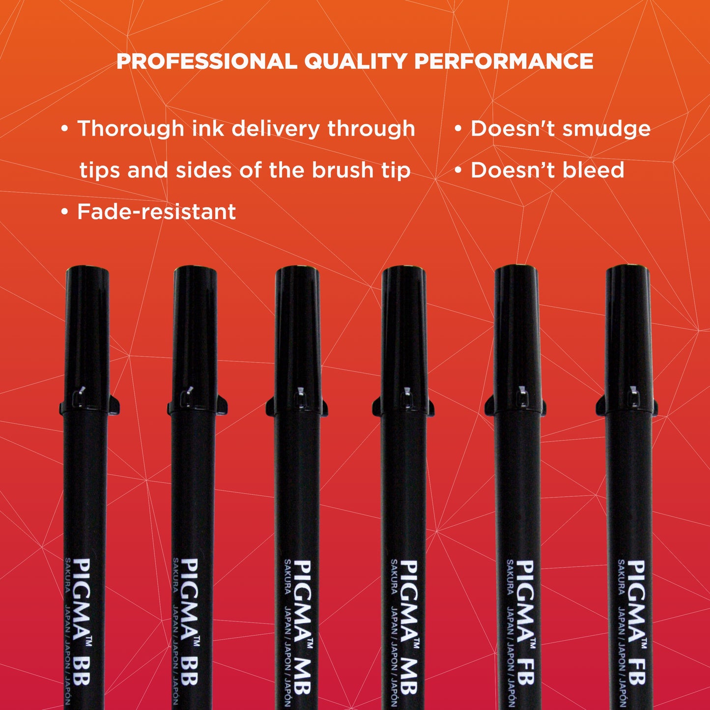 Sakura Pigma Professional Archival Ink Brush Pens, 6 Set, Black, 6 Pack