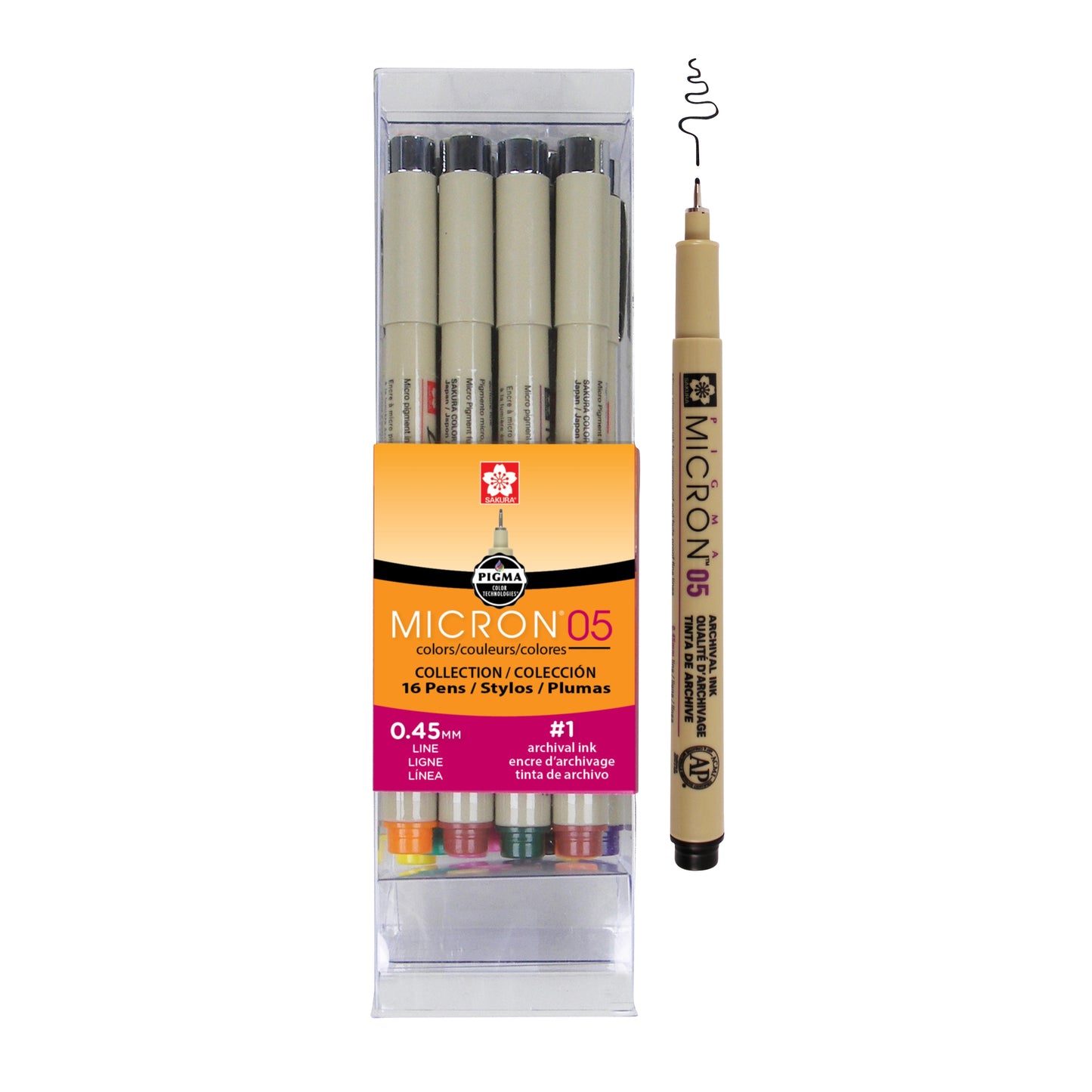 SAKURA 50075 16-Piece Pigma Micron 05 (Colors may vary) Cube Collection Ink Pen Set