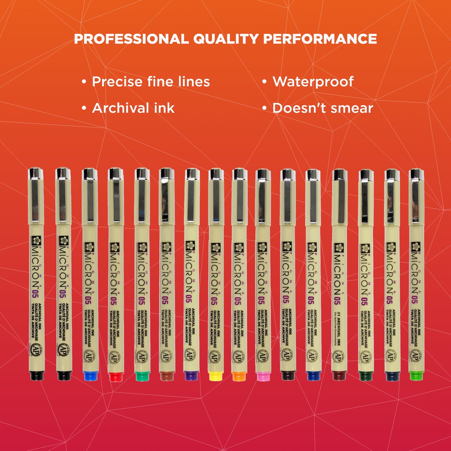 SAKURA 50075 16-Piece Pigma Micron 05 (Colors may vary) Cube Collection Ink Pen Set
